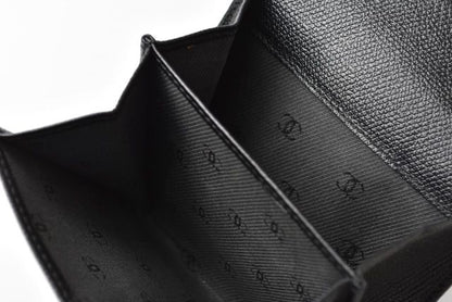 Chanel 4128 Bifold Wallet Genuine Leather Black Cles Deuce