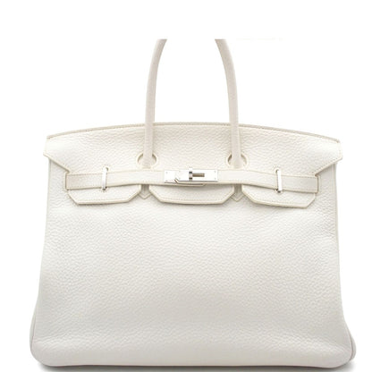 Hermes Birkin 35 White Silver Taurillon Clemence Handbag