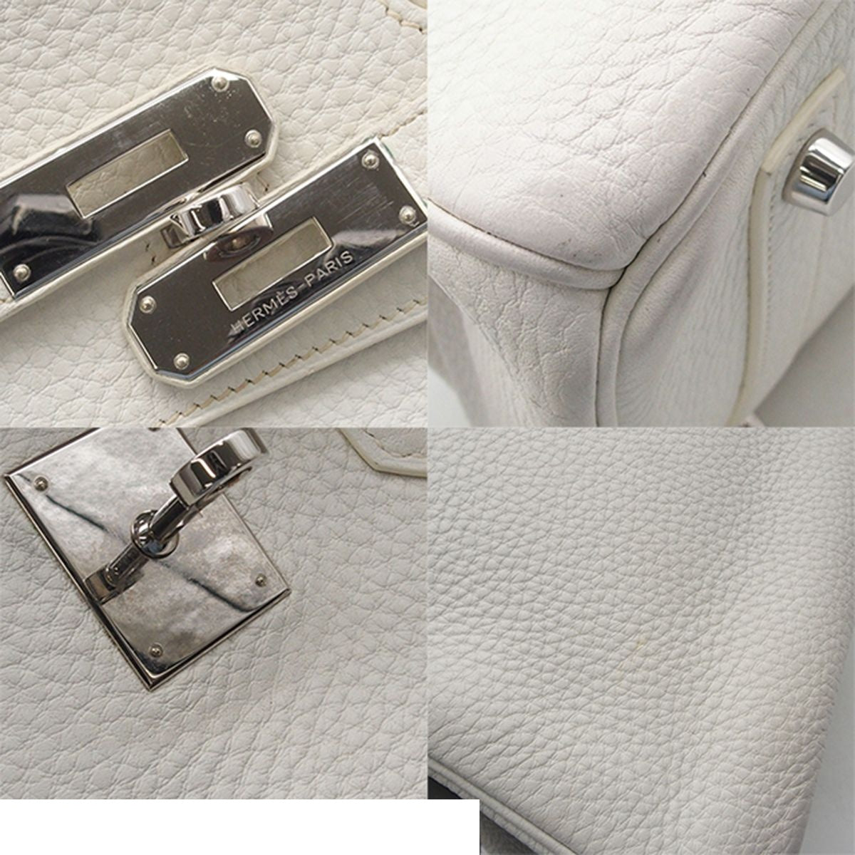 Hermes Birkin 35 White Silver Taurillon Clemence Handbag — view 6