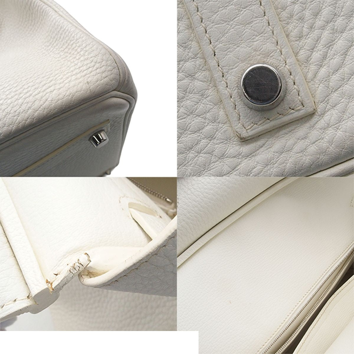 Hermes Birkin 35 White Silver Taurillon Clemence Handbag — view 7