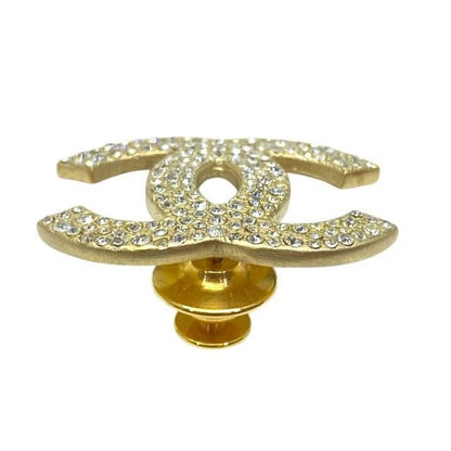 Chanel Brooch Pin Brooch Pin Badge Accessories Coco Mark GP Rhinestone Gold 08P