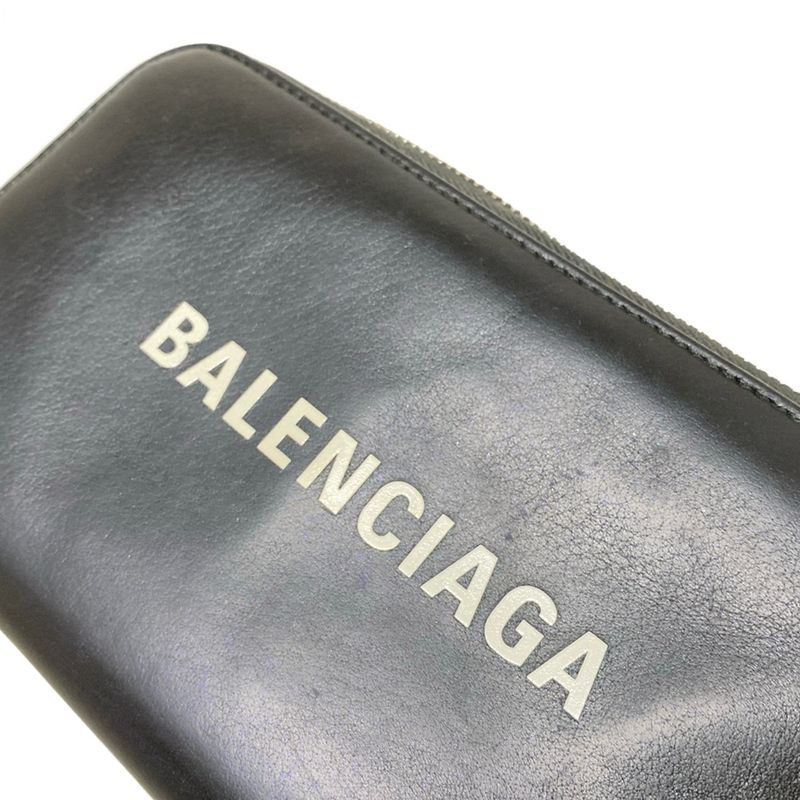 Balenciaga Everyday Continental Zip Around 505052 Black And White Round Zipper
