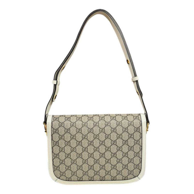 Gucci Medium Horsebit 1955 Shoulder Bag GG Supreme Canvas 602204 Beige Ladies