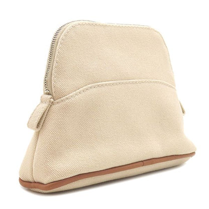 Hermes Pouch Bolide Pouch Mini Cotton Natural and Orange Silver Hardware Never