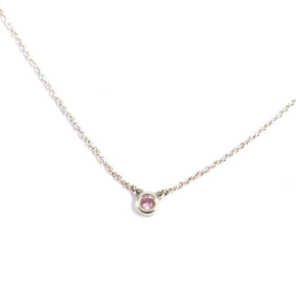  Tiffany & Co By-the-yard Ag925 1P Pink Sapphire Chain Necklace Silver Pink
