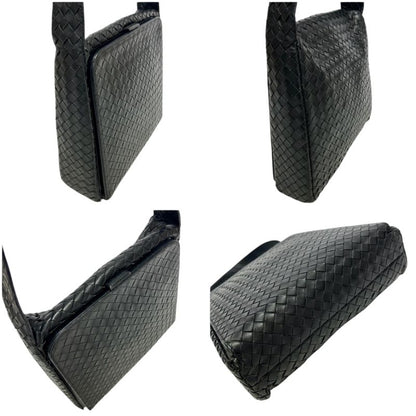 Bottega Veneta One Shoulder Bag Intrecciato Leather Black Gusset Soho Hobo