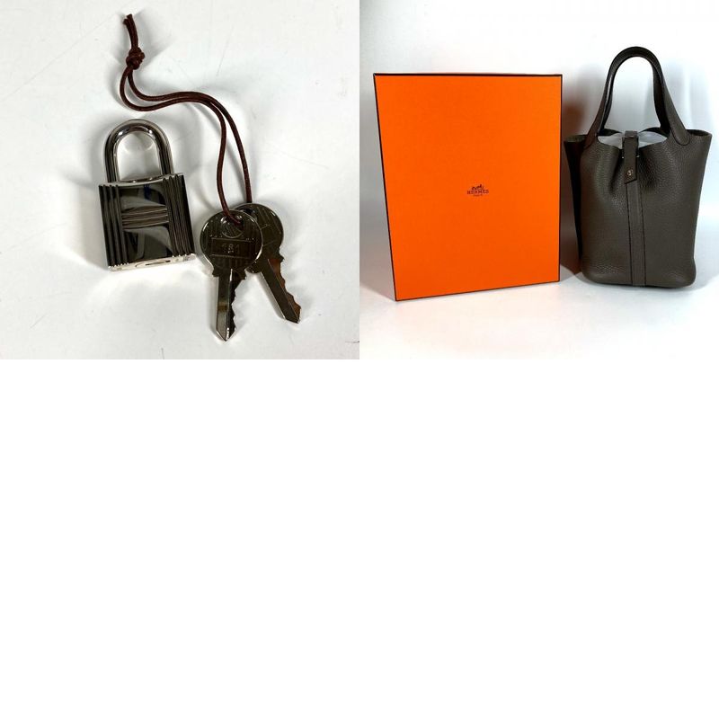 Hermes Handbag Picotin Lock PM Picotin Lock PM Taurillon Cles Mans Etang Gray