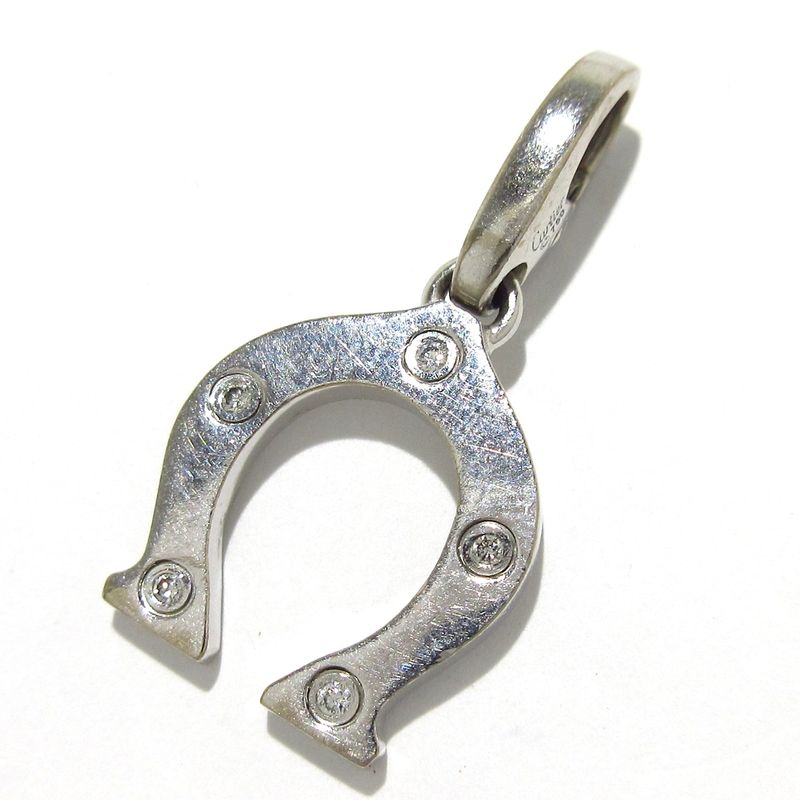 Cartier Pendant Top Horseshoe 18K White Gold X Diamonds 5P Diamonds