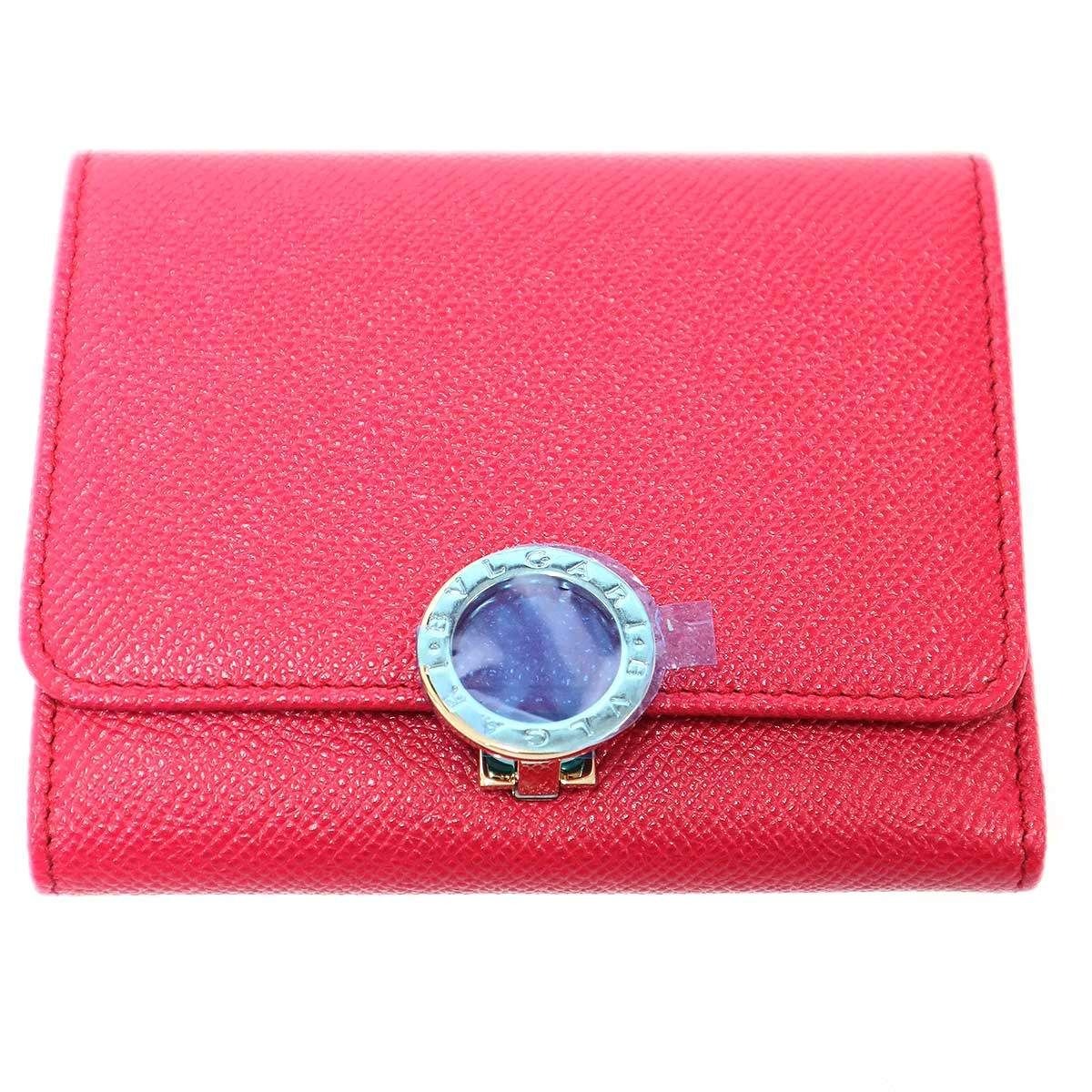 Bvlgari Trifold Leather Clip Wallet Pink