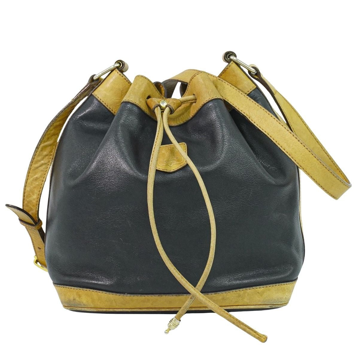 Celine Drawstring Shoulder Bag Leather Black