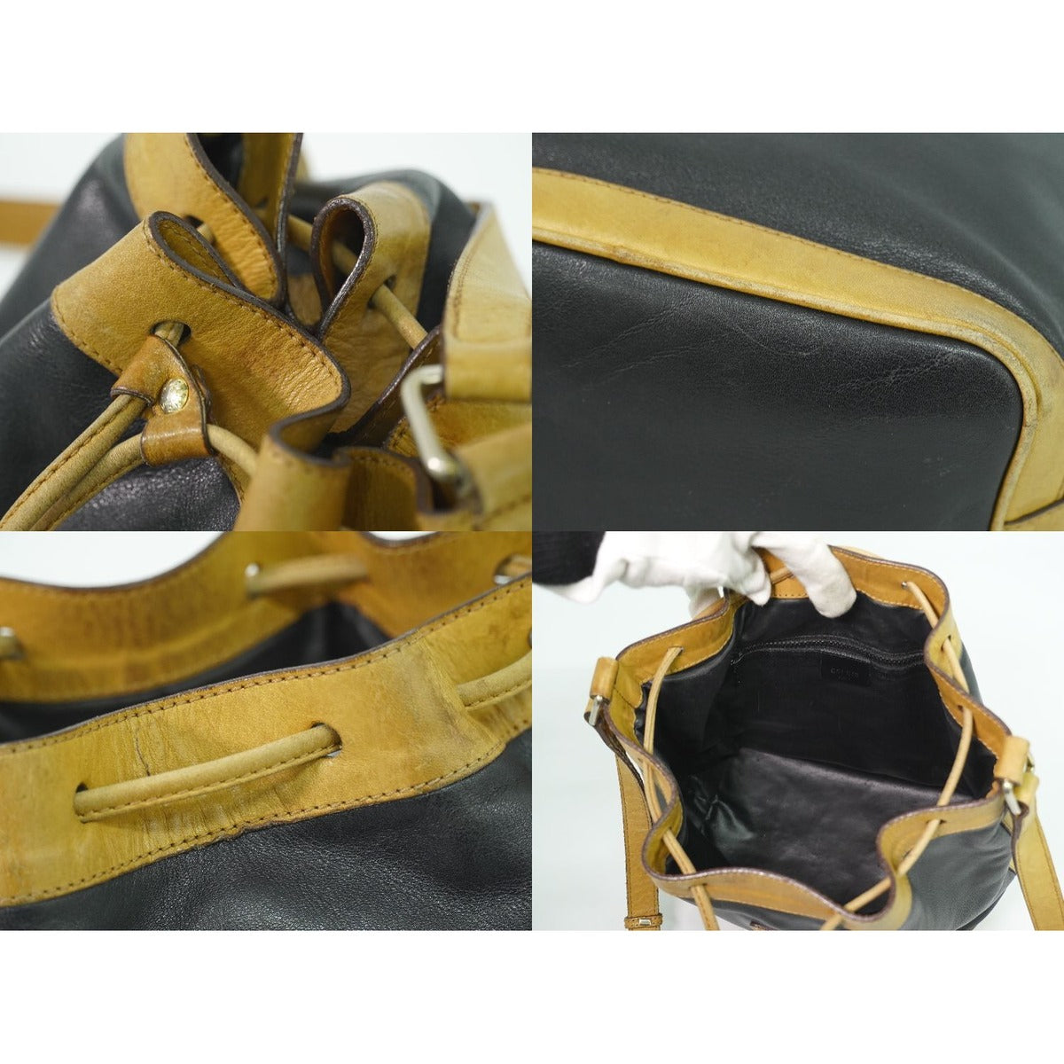 Celine Drawstring Shoulder Bag Leather Black — view 8