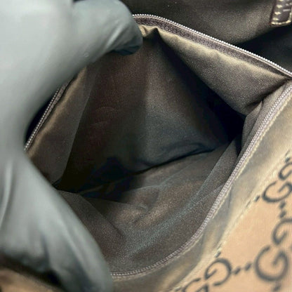 Gucci Bamboo GG Pattern Nylon Leather Mini Tote Boston Bag Brown — view 10