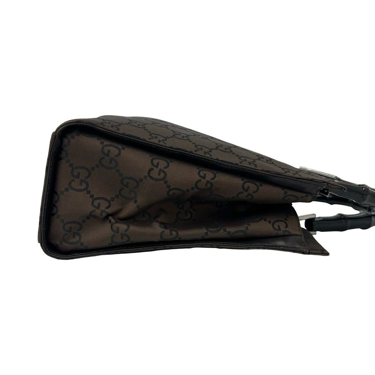 Gucci Bamboo GG Pattern Nylon Leather Mini Tote Boston Bag Brown — view 6