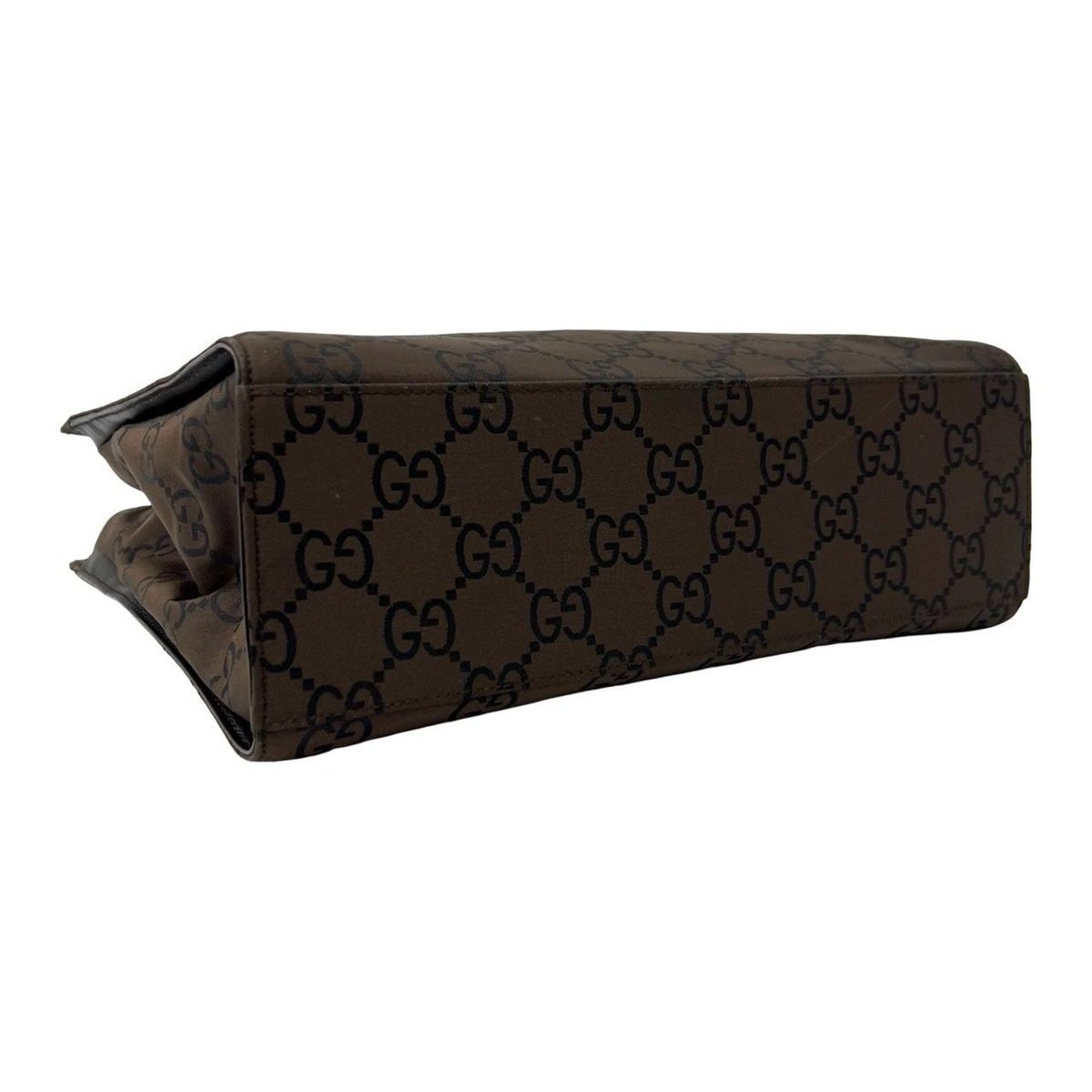 Gucci Bamboo GG Pattern Nylon Leather Mini Tote Boston Bag Brown — view 7