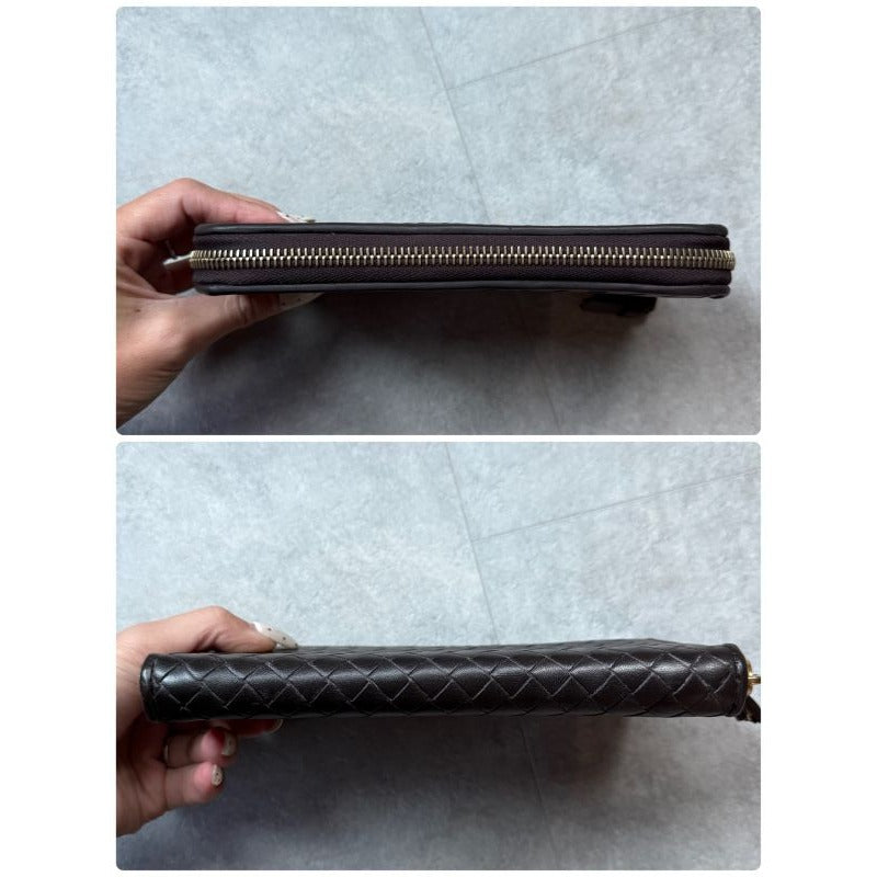 Bottega Veneta Round Zipper Long Wallet Intrecciato Dark Brown Leather Men — view 7