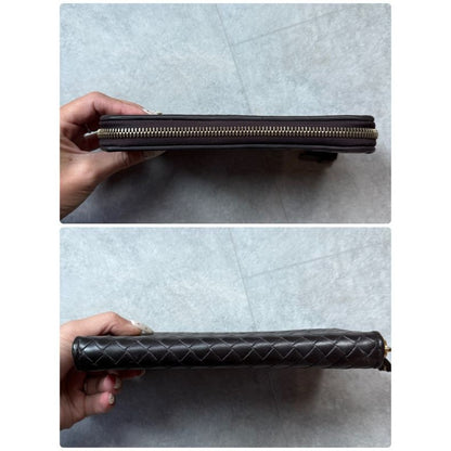 Bottega Veneta Round Zipper Long Wallet Intrecciato Dark Brown Leather Men — view 7