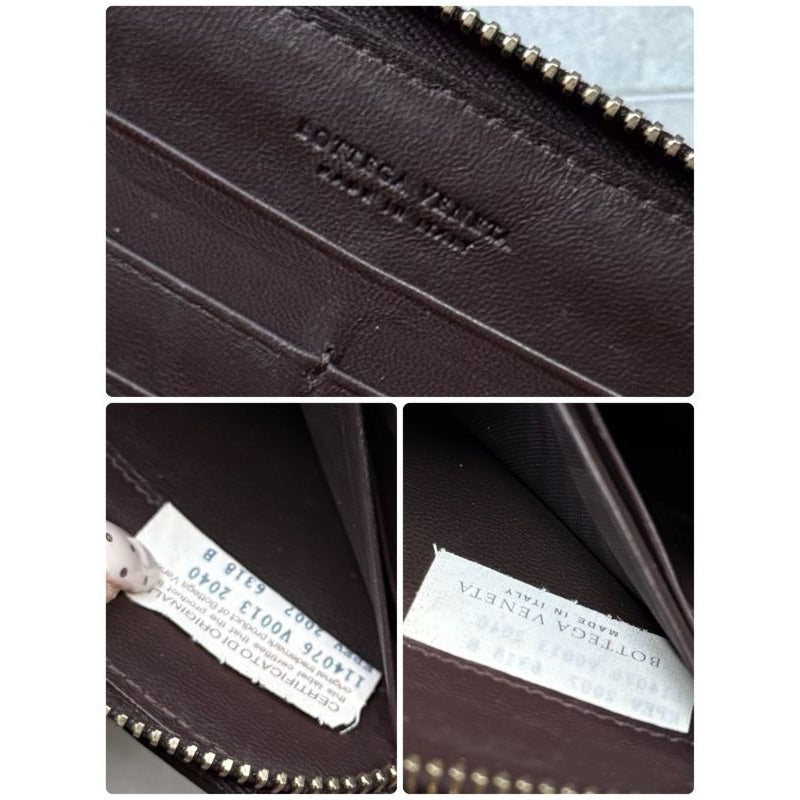 Bottega Veneta Round Zipper Long Wallet Intrecciato Dark Brown Leather Men — view 8