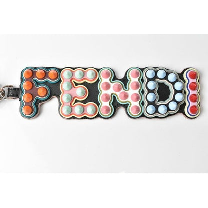 Fendi Key Holder Sling Bag Charm Logo Motif Rubber Leather Multicolor — view 2