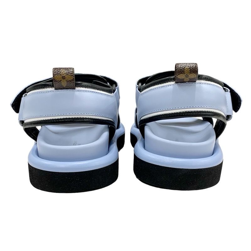 Louis Vuitton Pool Pillow Line Sandals Shoes Leather Blue Black White Unused