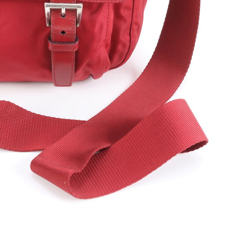 Prada Tessuto Nylon Triangle Logo Leather Shoulder Bag Crossbody Messenger