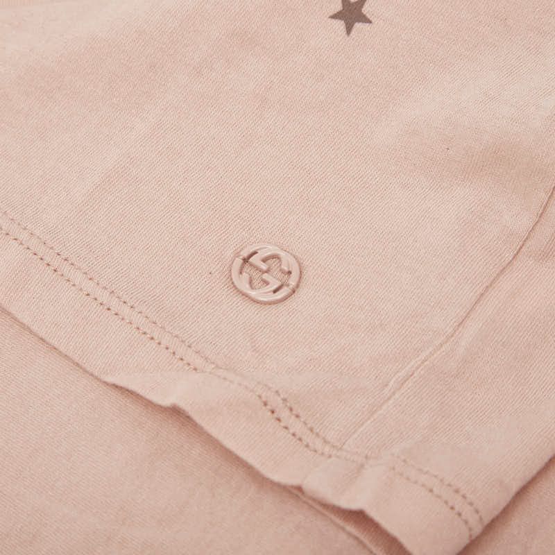 Gucci Star Print V-neck Short Sleeve T-shirt Size: 8 Pink Multicolor Cotton