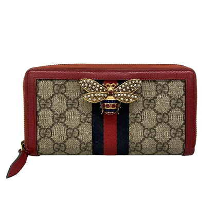 Gucci Wallet Queen Margaret Dark Brown Red Multi Zip Around