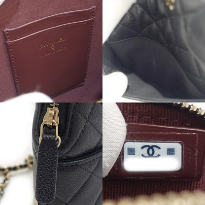 Chanel Chain Clutch Bag 2WAY Bag Caviar Skin Black Chien Pangold