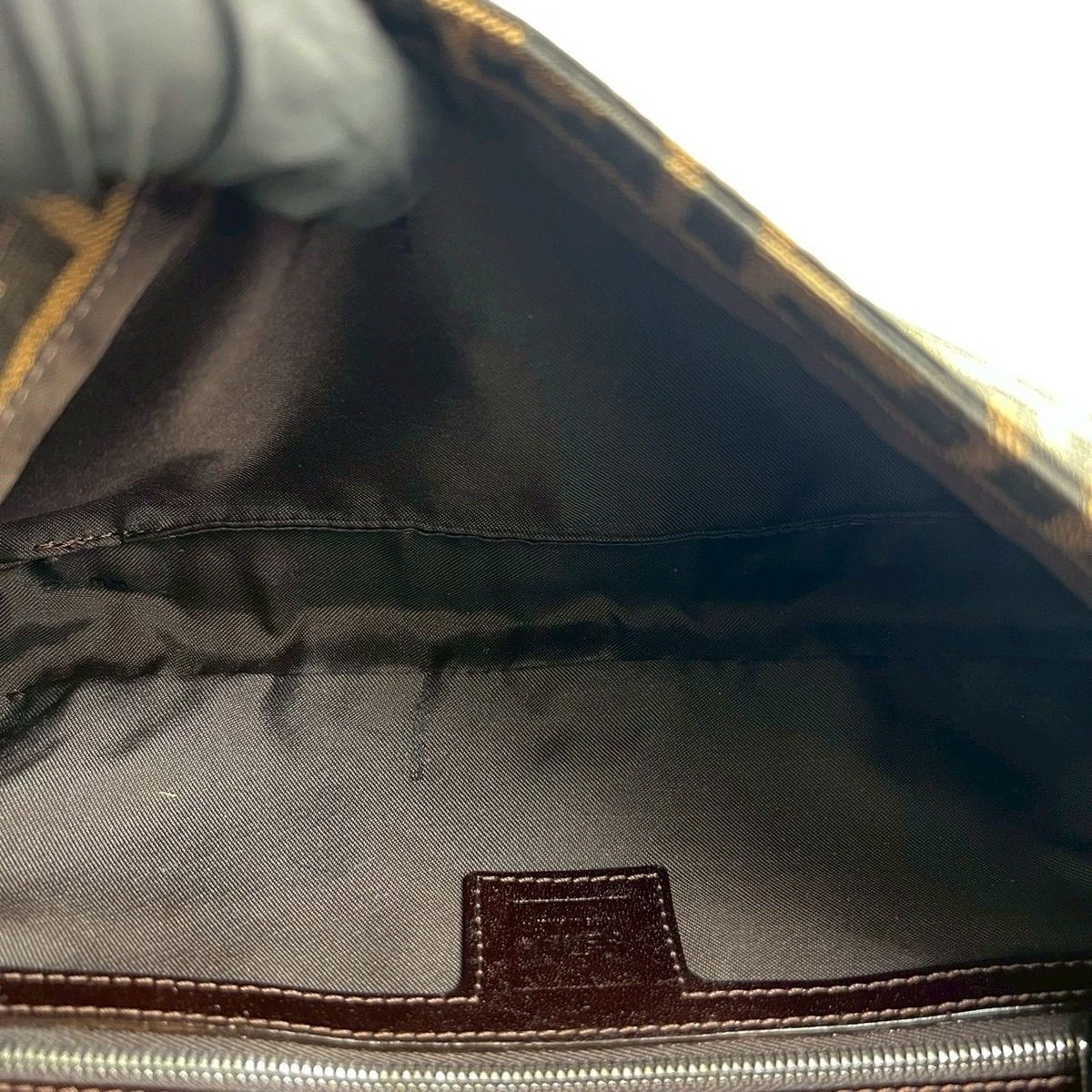 Fendi Mamma Bucket Zucca FF Pattern Canvas Leather Shoulder Bag Brown — view 9