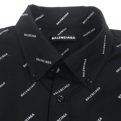 Balenciaga Cotton Logo All Over Long Sleeve Shirt Black 38 — view 2