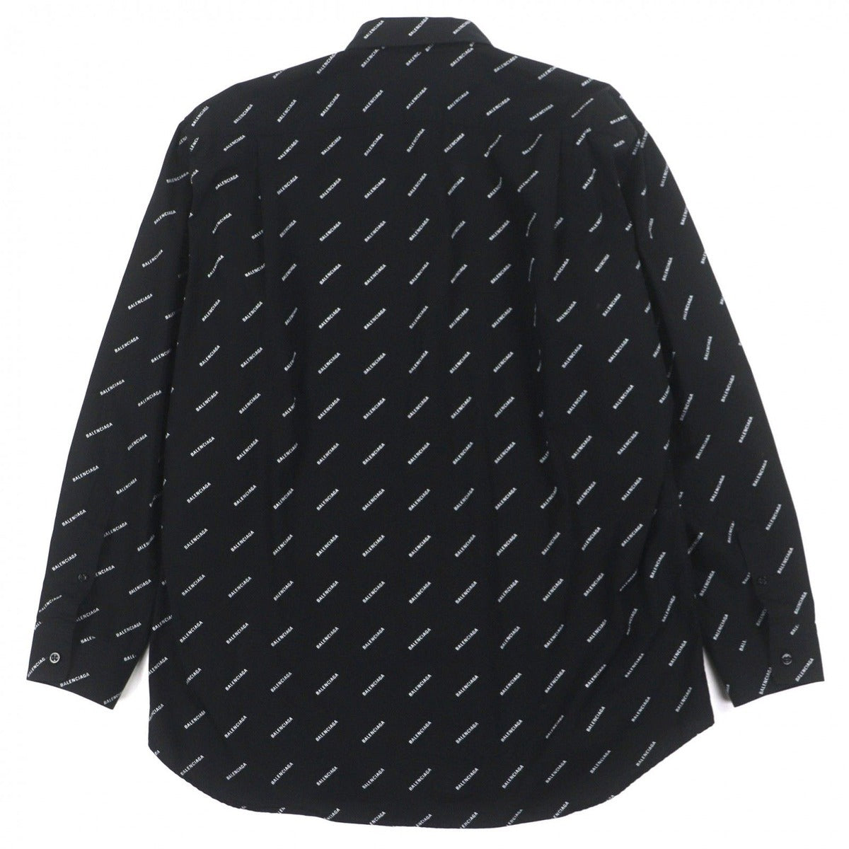 Balenciaga Cotton Logo All Over Long Sleeve Shirt Black 38 — view 3