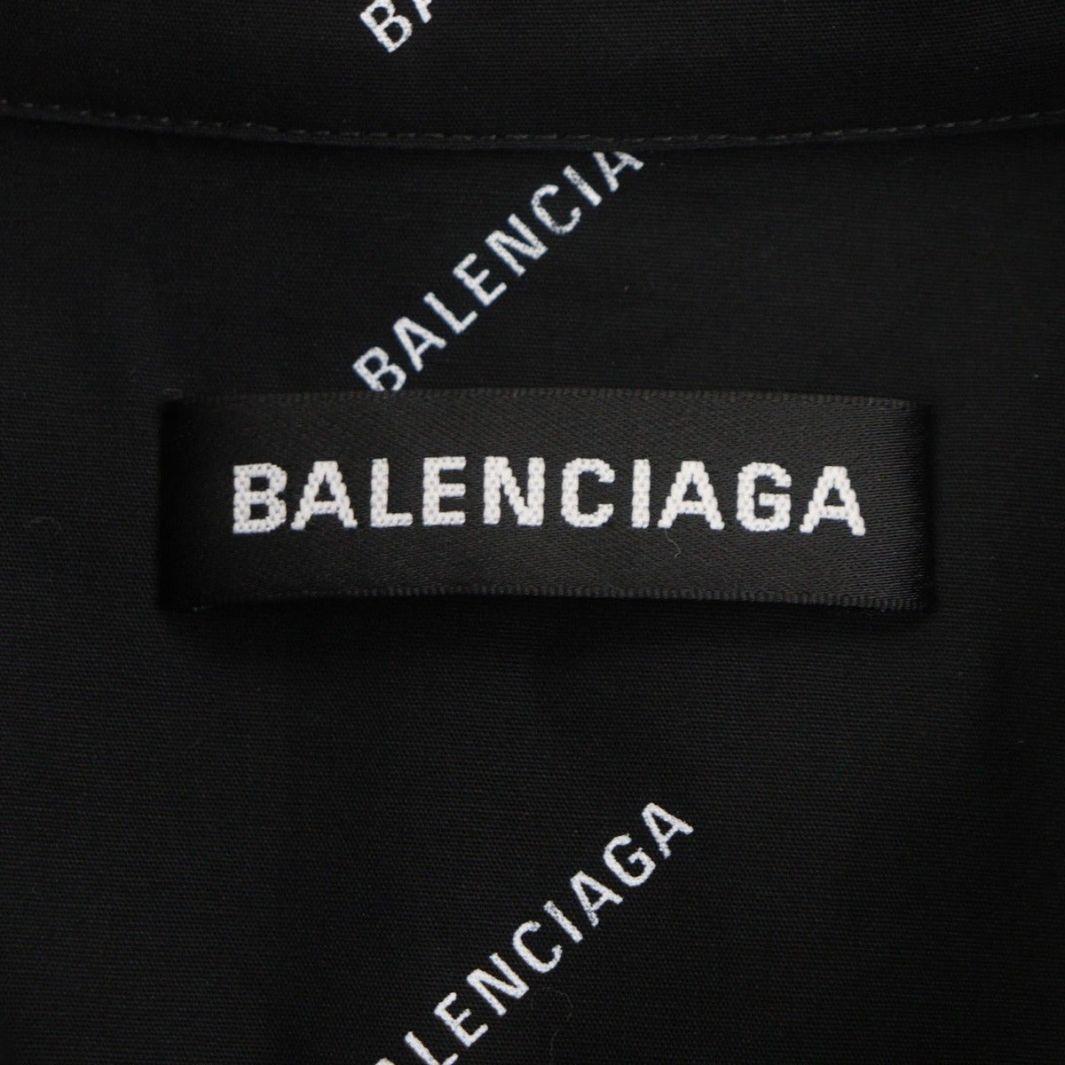 Balenciaga Cotton Logo All Over Long Sleeve Shirt Black 38 — view 6