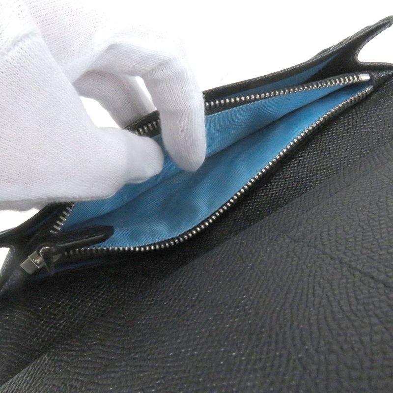 Bvlgari Leather Bvlgari Man Silver Hardware Long Wallet Black With Box Made In