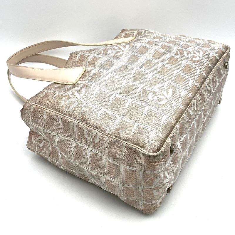 Chanel New Travel Line PM Tote Handbag Nylon Metallic Pink Ladies Men Fashion