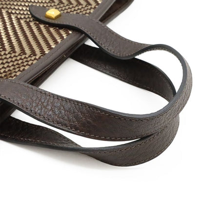 Hermes Hippo Chennai PM Tote Handbag Leather Braided Dark Brown Gold Hardware