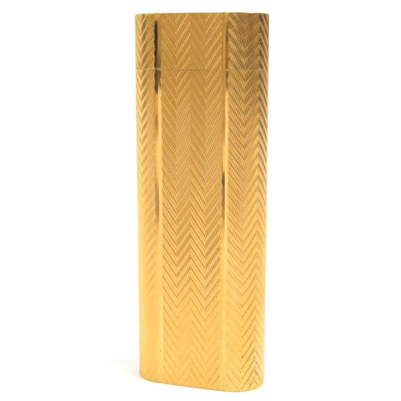 Cartier Oval Herringbone Pattern All-over Roller Type Gas Lighter Smoking Goods
