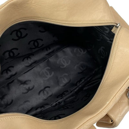 Chanel Shoulder Bag Cambon Line Multi-pocket Bag Beige And Black Silver