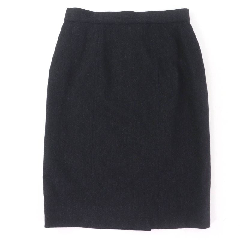 Chanel Vintage 100% Wool Silk Lining Tight Skirt With Coco