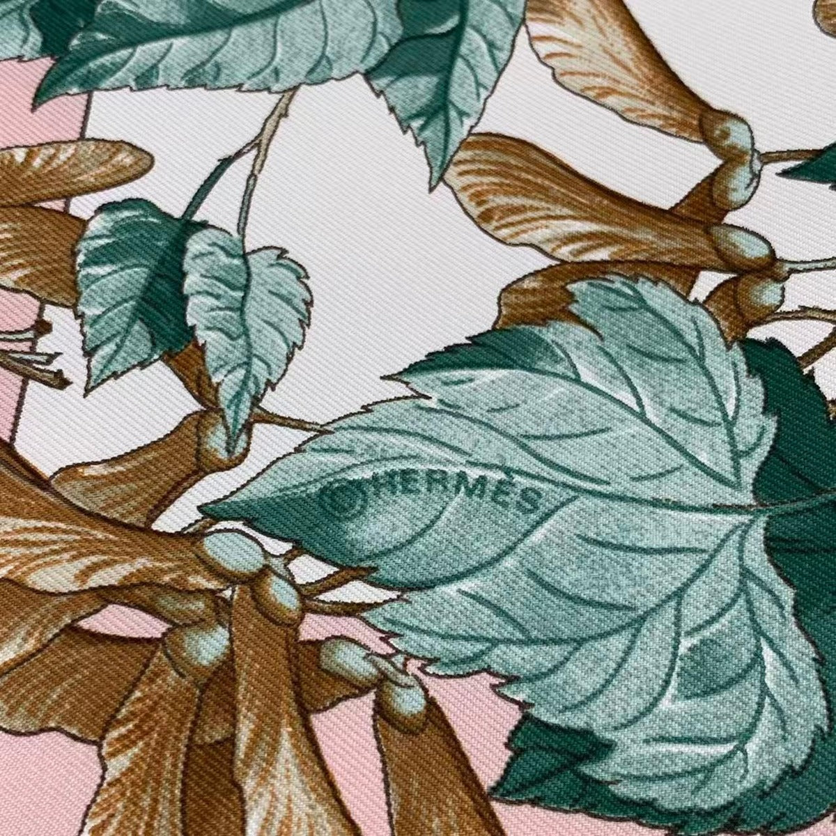 Hermes Carre 90 Scarf AU Coeur Des Bois in the Forest 100% Silk Pink Box — view 7