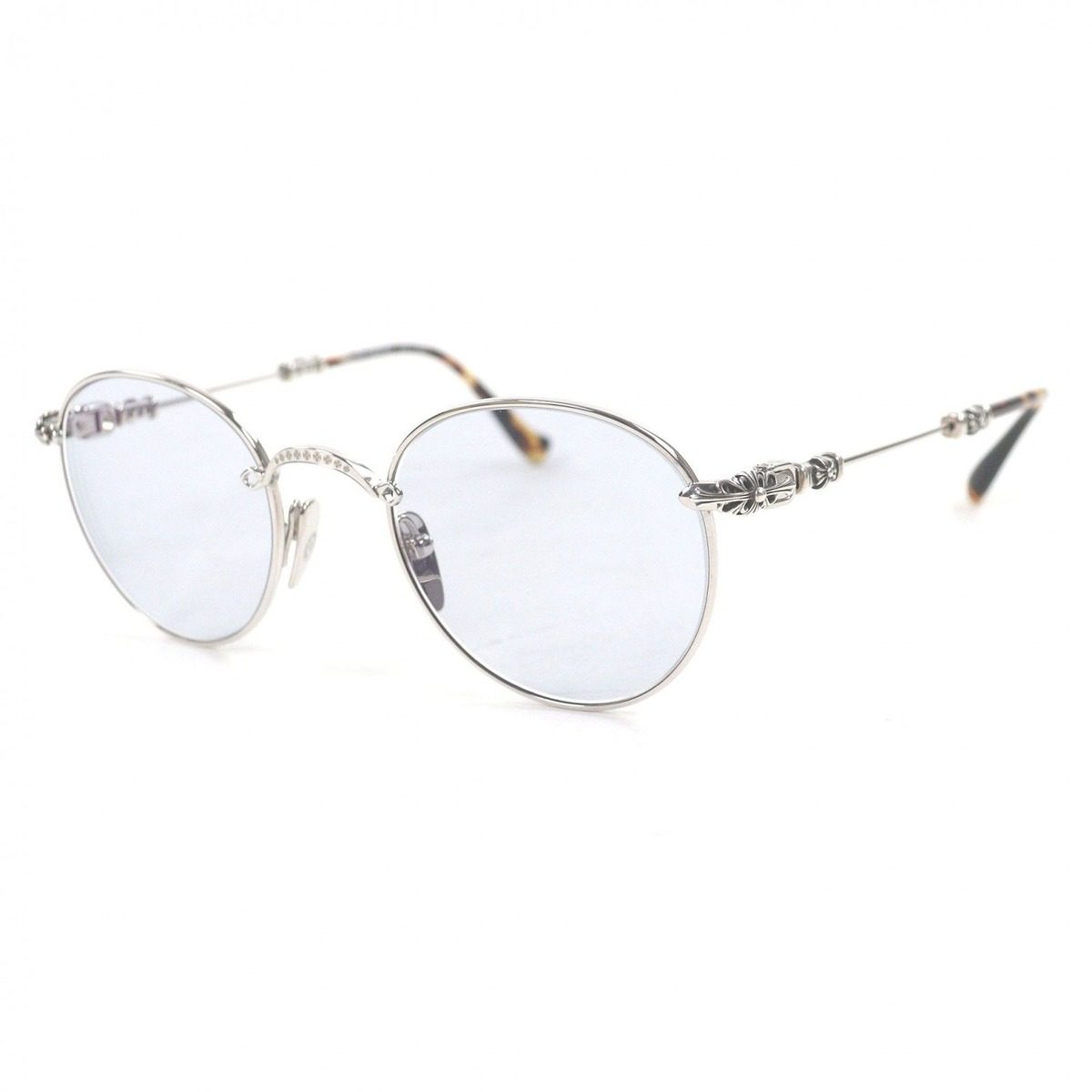 Chrome Hearts Bubba-a Partial Floral Cross Sunglasses Silver Brown Demi 49