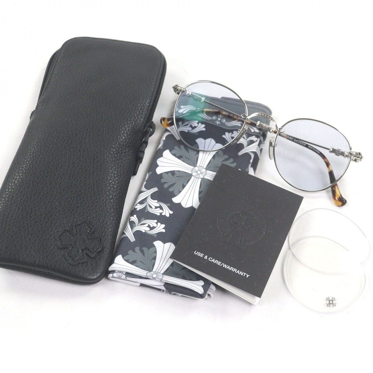 Chrome Hearts Bubba-a Partial Floral Cross Sunglasses Silver Brown Demi 49 — view 2