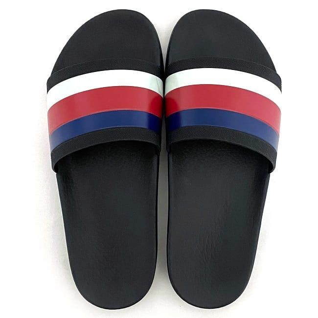 Gucci Shower Sandals Black Tricolor 308234 Never Worn