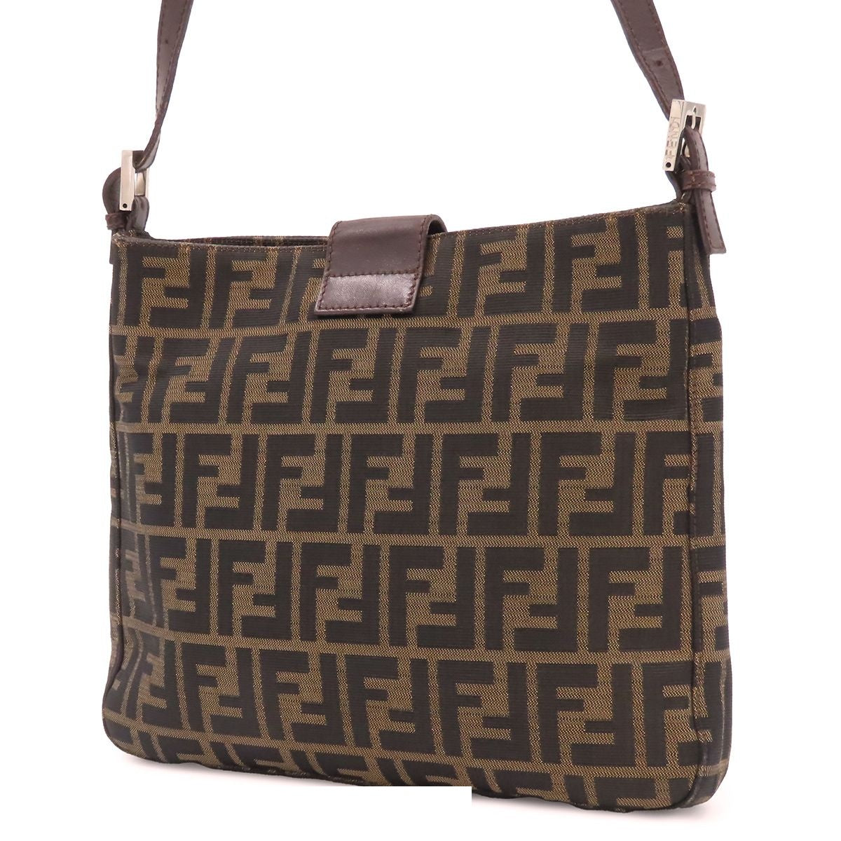 Fendi Shoulder Bag Zucca Pattern Brown Canvas Leather — view 2
