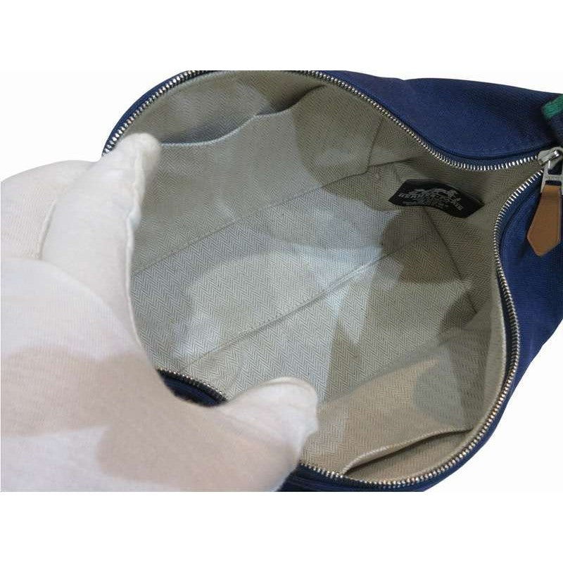 Hermes Handbag Cloth Canvas Brit-a-black GM Blue — view 6