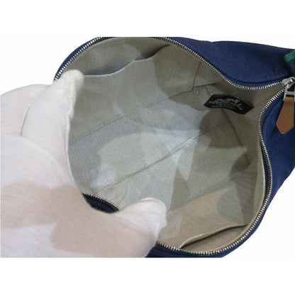 Hermes Handbag Cloth Canvas Brit-a-black GM Blue — view 6