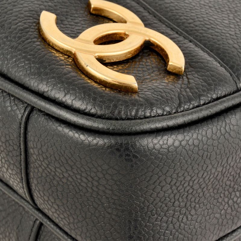 Chanel Triple Coco Chain Shoulder Bag Caviar Skin Black Gold Hardware 7 Digit 4