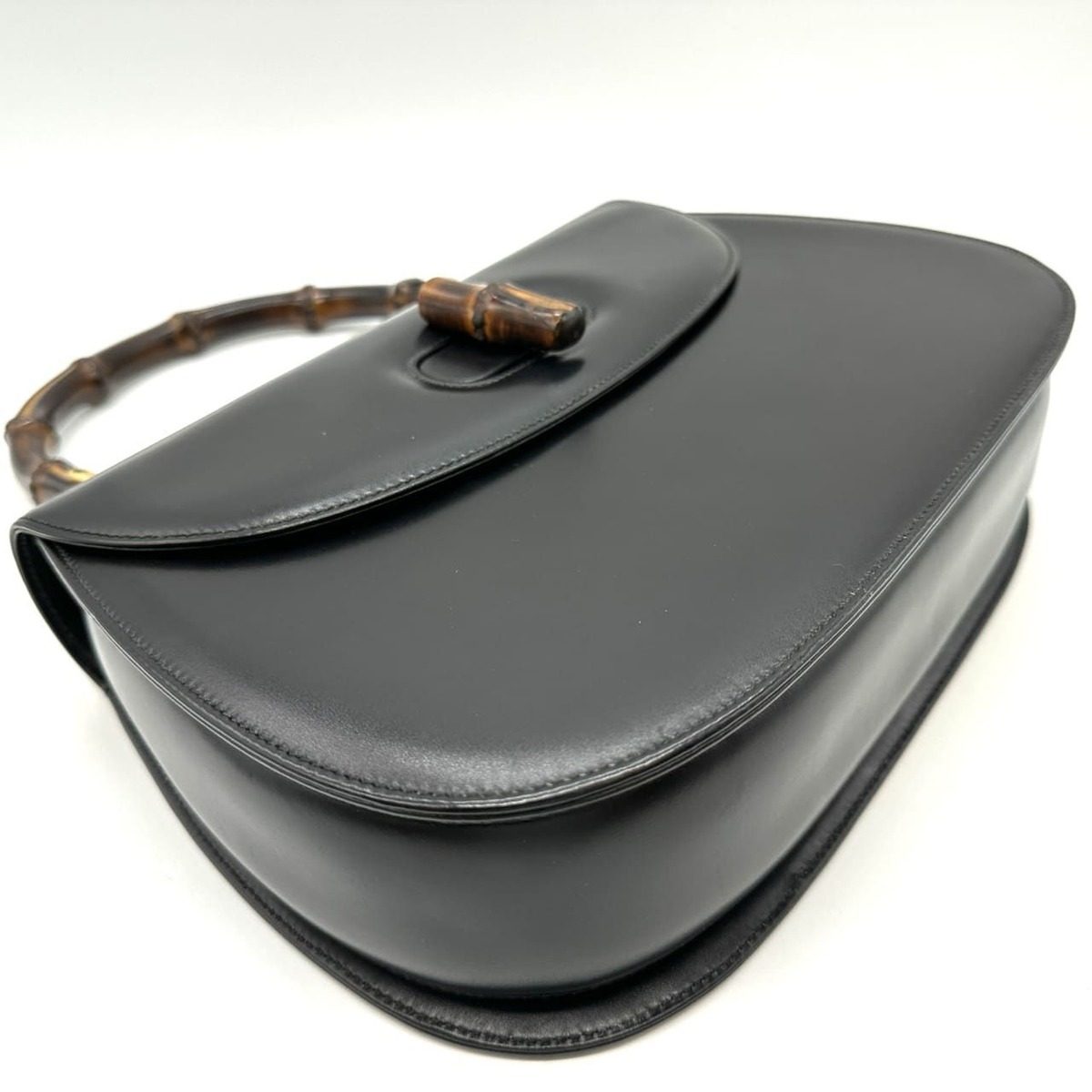 Gucci 000 46 Bamboo Handbag Leather Black Vintage — view 5
