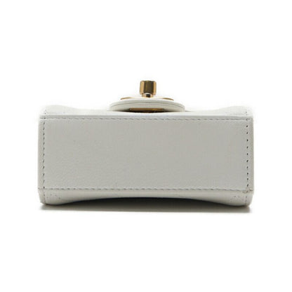 Chanel Mini Matelasse Pearl Chain Shoulder Lambskin White With Gold Hardware