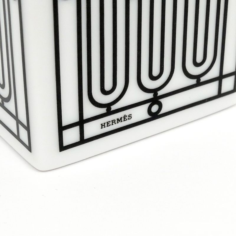 Hermes Sugar Box H DECO White Black Pottery Accessories Others