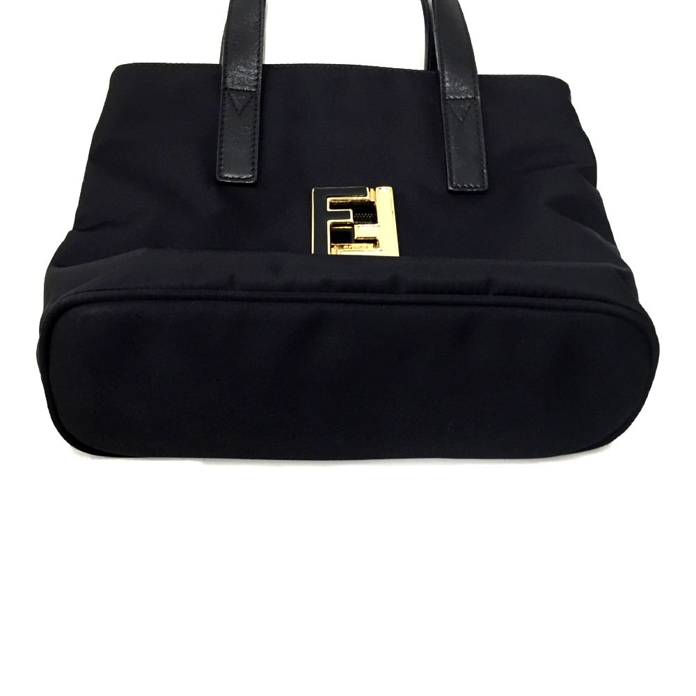 Fendi Ff Logo Hardware Nylon X Leather Bag 15321 Black