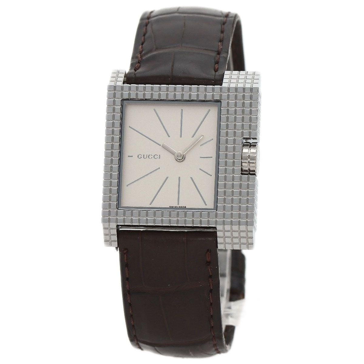 Gucci Square Face Watch SS Leather